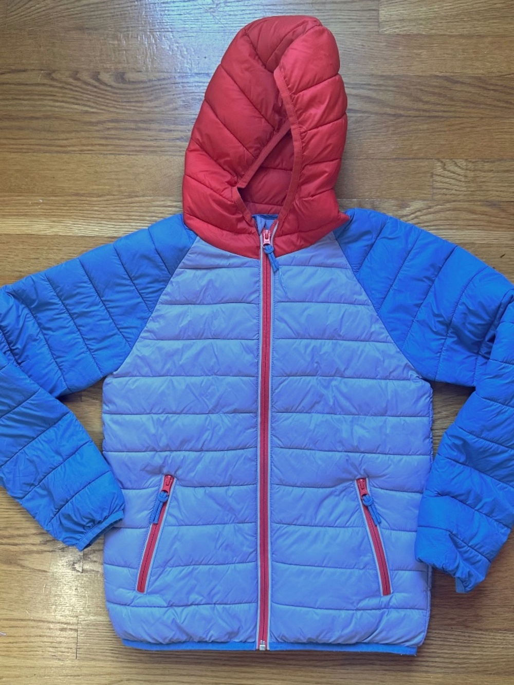 Mini Boden Blue Gray Red Girls Boys Unisex Fall Light Jacket Sz 11-12